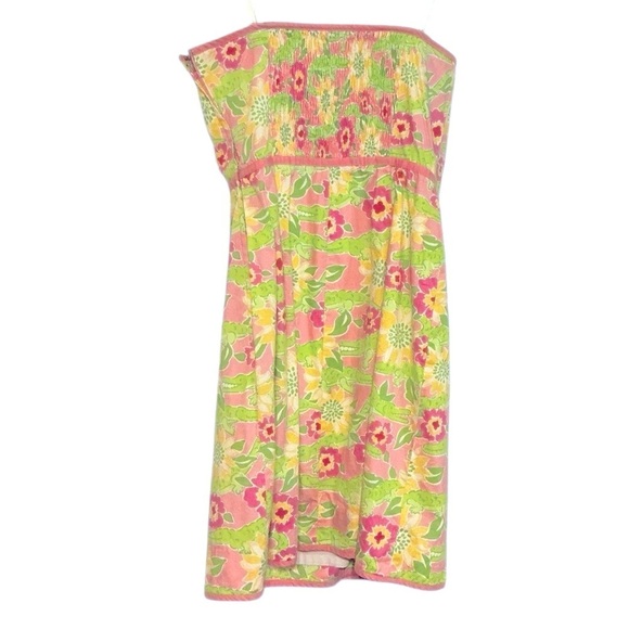 Lilly Pulitzer Bowen Gator Patch Print Cotton Poplin Lace Strapless Dress size 4 - Picture 10 of 11